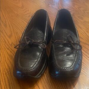 Cole Haan Men's Dark Brown Croc-Embossed Leather Tassel Loafers